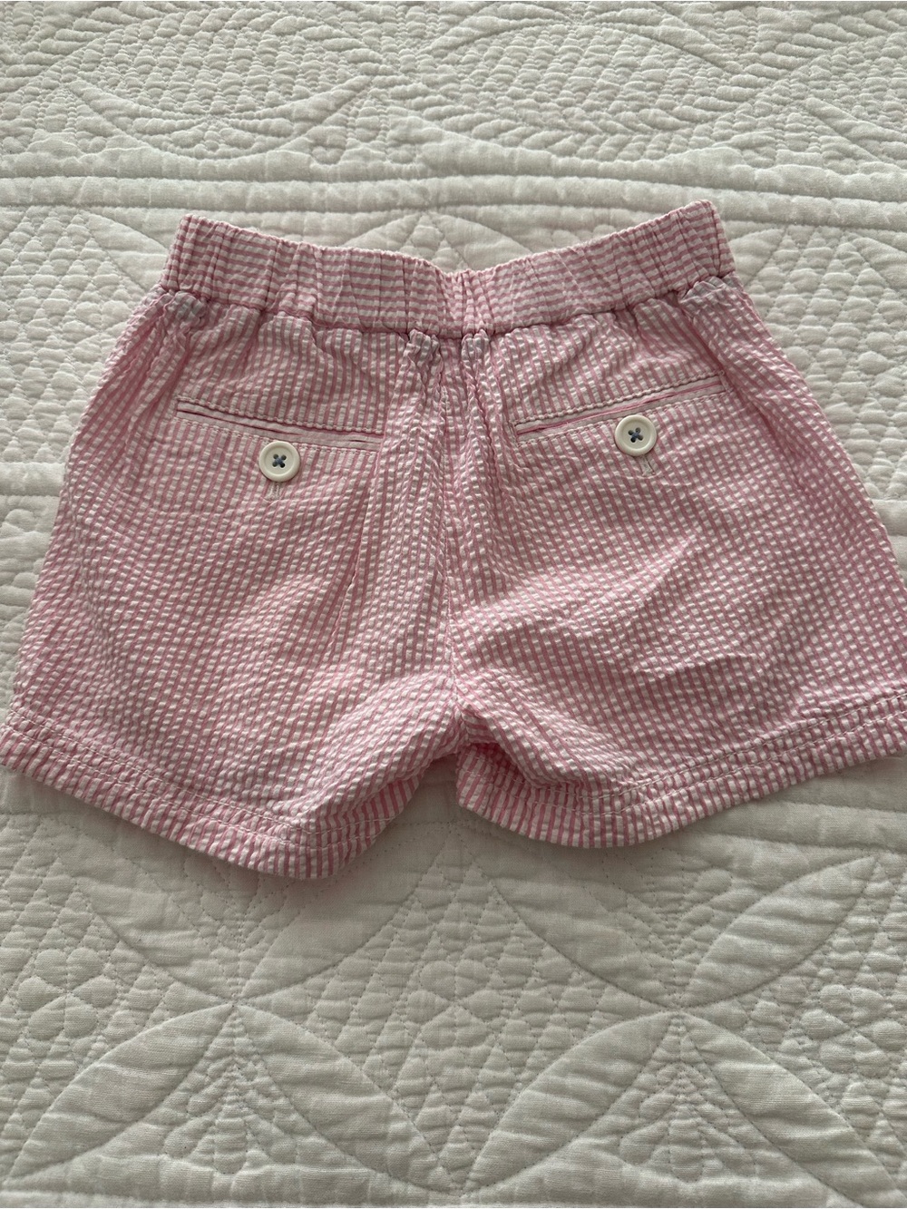 Mini Boden 7y Pink Seersucker Shorts - Picture 5 of 7